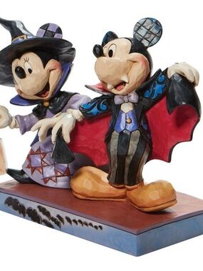 Enesco Mickey & Minnie Halloween Dracula Couple Figurine - Black, Red, Purple